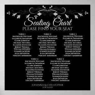 5 Tableau Argent Floral Noir Mariage Tableau de si
