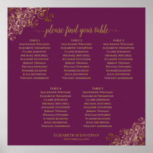 5 Tableau Cassis Mariage violet et or