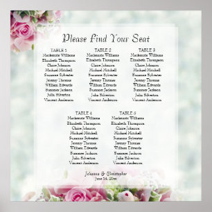 5 Tableau Mariage Roses roses rose