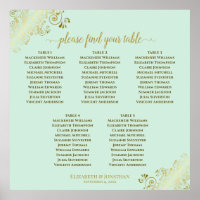 5 Tableau Neo Mint & Gold Mariage Tableau de siège
