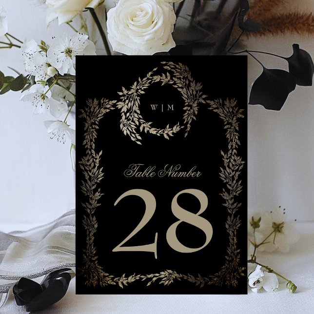 5 x 7 Black Gold Ebony Wreath Mariage Numéro de ta (Créateur téléchargé)