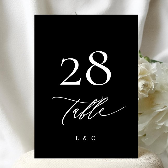 5 x 7 Blanc Noir moderne Mariage Numéros de table (Créateur téléchargé)