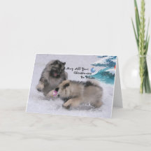 5 x 7 carte de Noël de Keeshond de 2018 vacances