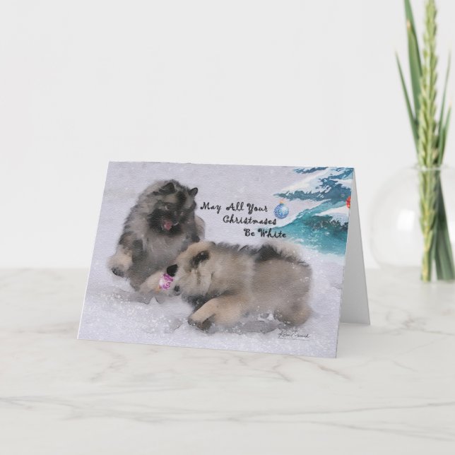 5 x 7 carte de Noël de Keeshond de 2018 vacances (Devant)