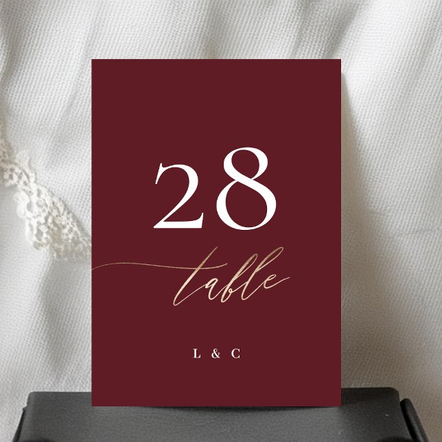 5 x 7 Elégant Mariage d'or de Bourgogne Numéro de  (Créateur téléchargé)
