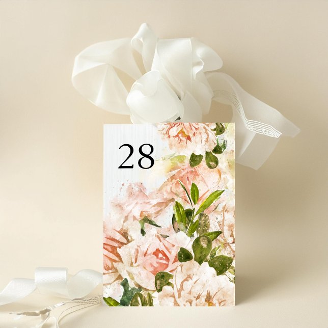 5 x 7 Élégants numéros de table de Mariage Rose (Créateur téléchargé)