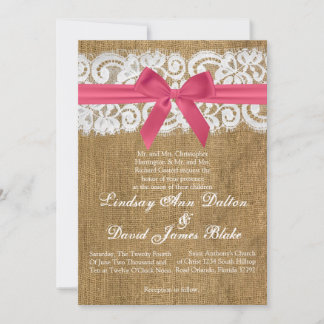 5 x 7 Faire-part de mariage Dentelle rose