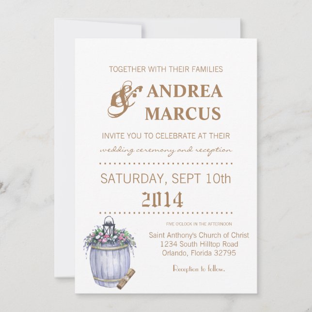 5 x 7 Faire-part de mariage rouille Mariage campag (Devant)