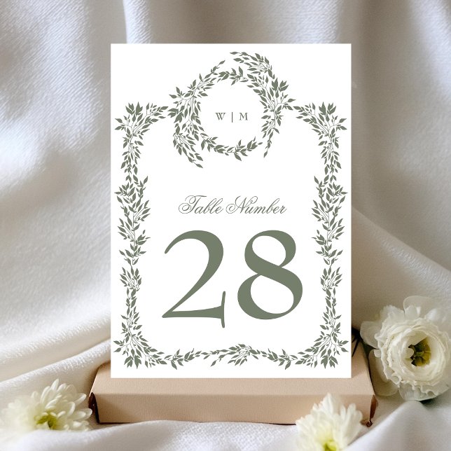 5 x 7 Monogrammes Sage de courroie Numéro de table (Créateur téléchargé)