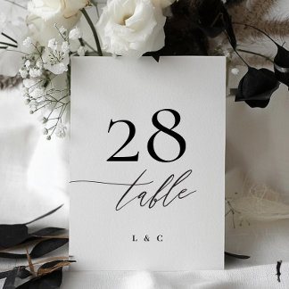 5 x 7 Noir Blanc Mariage moderne Numéro de table