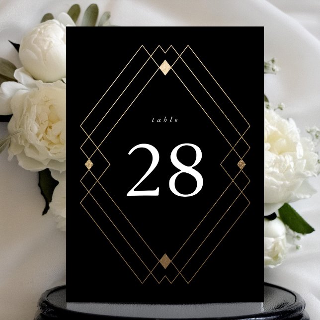 5 x 7 Noir & Or Classic Mariage Numéros de table (Créateur téléchargé)