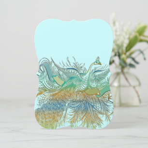 5 x 7 Oiseaux de paon Vintages Faire-part de maria
