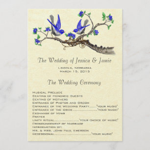 5 x 7 Programme de mariage Vintage pour les oiseau