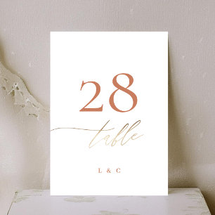 5 x 7 Terracotta Elegant Mariage Or Numéro de tabl