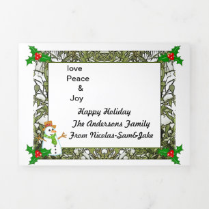 5" x 7" Triple Lettre Plier Carte de Fêtes Noël