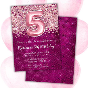 5e anniversaire Invitation Girly Magenta Parties s