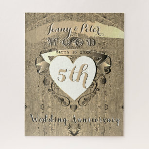 5e anniversaire Mariage "Bois" Jigsaw Puzzle