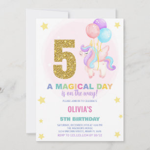 5e anniversaire Unicorn Anniversaire Invitations