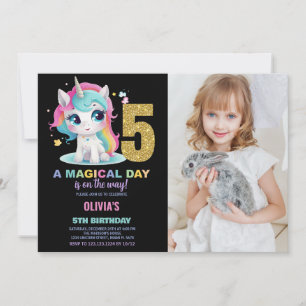 5e anniversaire Unicorn Birthday Invitations photo