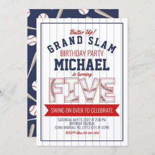 5e Invitation d'anniversaire de baseball