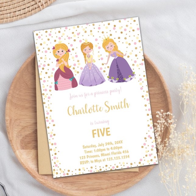 5e Invitations d'anniversaire de la princesse (5th Princess Birthday Invitations)
