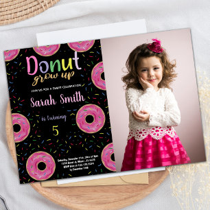 5e photo rose noire Donut Invitations d'anniversai