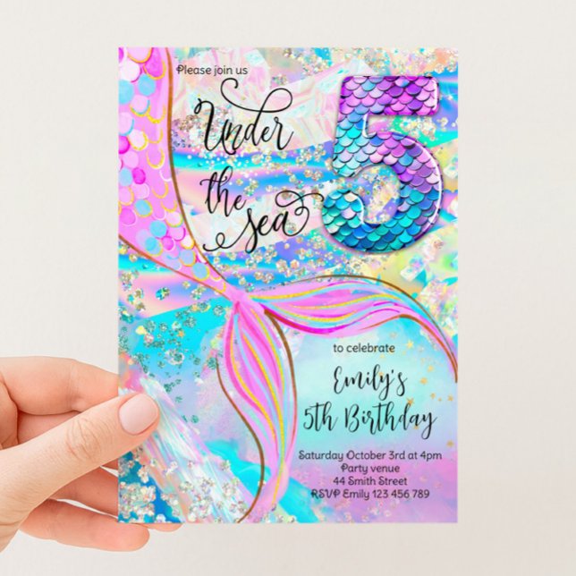 5ème Invitation d'anniversaire de la Sirène sous l (Créateur téléchargé)