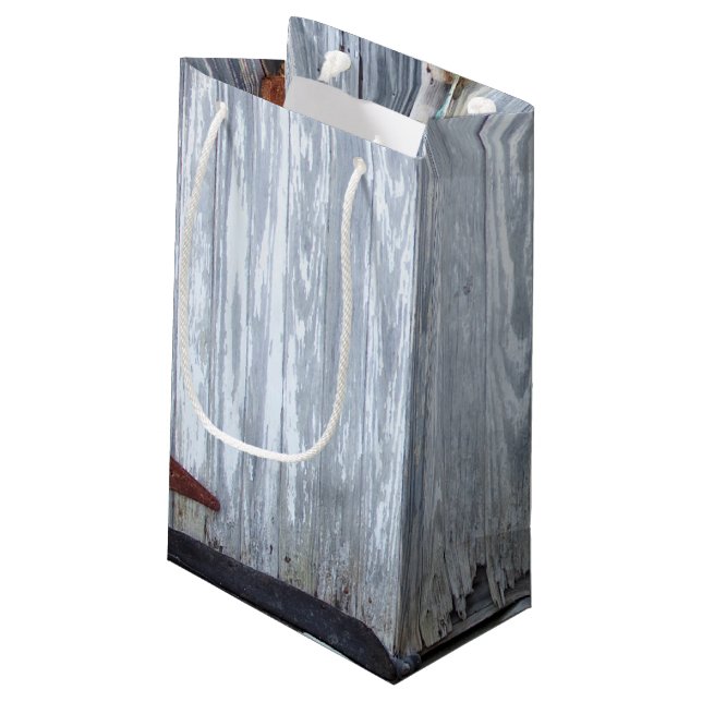 5lx3wx8.5h Petit sac cadeau Laver blanc Bois Lave- (Dos Angle)