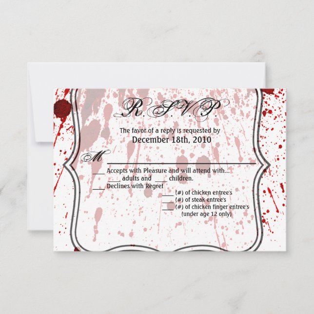 5x3.5 Carte R.S.V.P. Splatter sanguin Vampire goth (Devant)