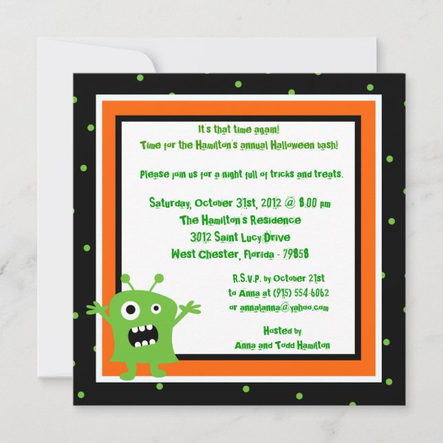 5x5 Anniversaire Bash Halloween Invitation de fête (Devant)