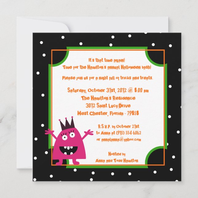 5x5 Anniversaire Bash Halloween Invitation de fête (Devant)