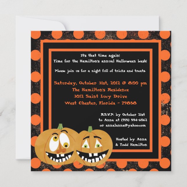 5x5 Citrouilles effrayants Invitation de fête d'Ha (Devant)
