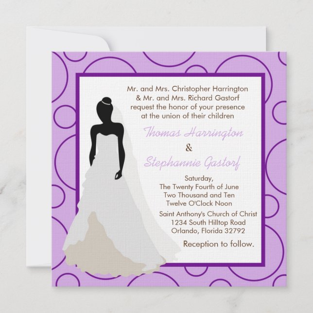 5x5 Faire-part de mariage à point pâle violet clai (Devant)