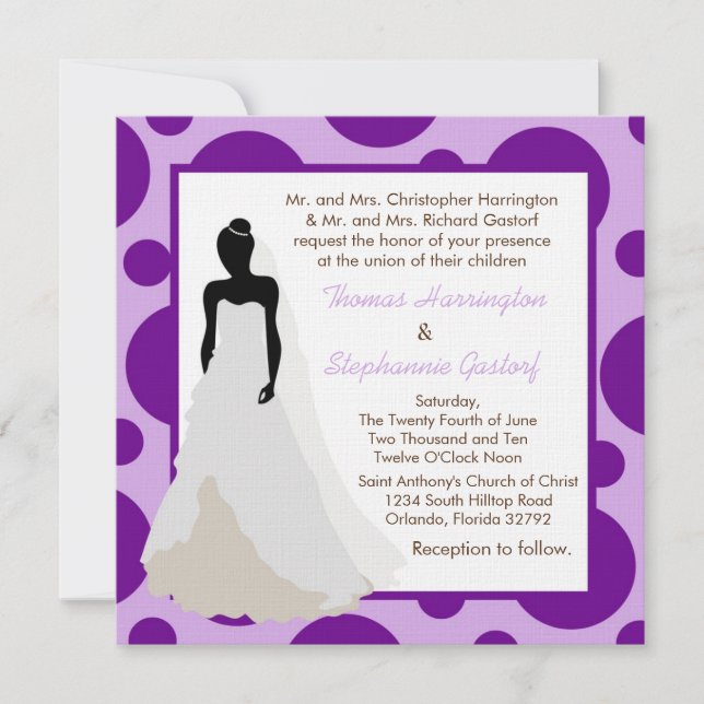 5x5 Faire-part de mariage à point pâle violet clai (Devant)