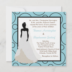 5x5 Faire-part de mariage bleu clair à point
