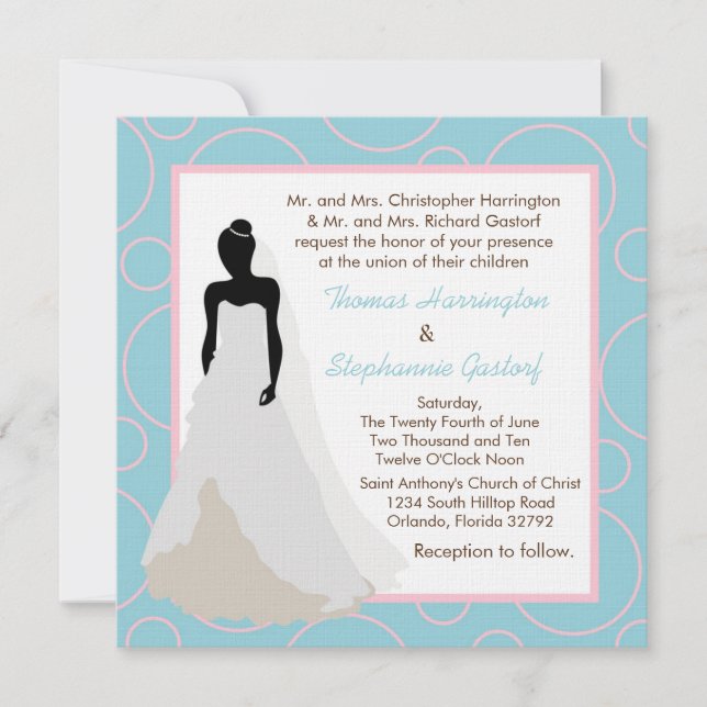 5x5 Faire-part de mariage bleu clair à point (Devant)