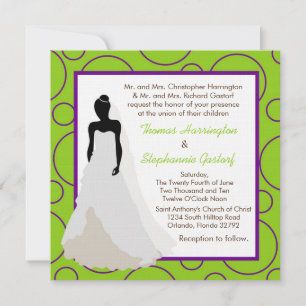 5x5 Faire-part de mariage électrique vert à point