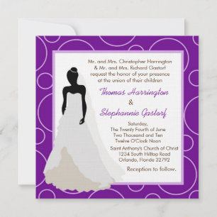 5x5 Faire-part de mariage rose foncé par point