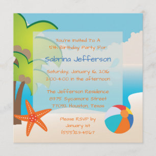 5x5 Fête de plage Invitation de fête d'anniversair
