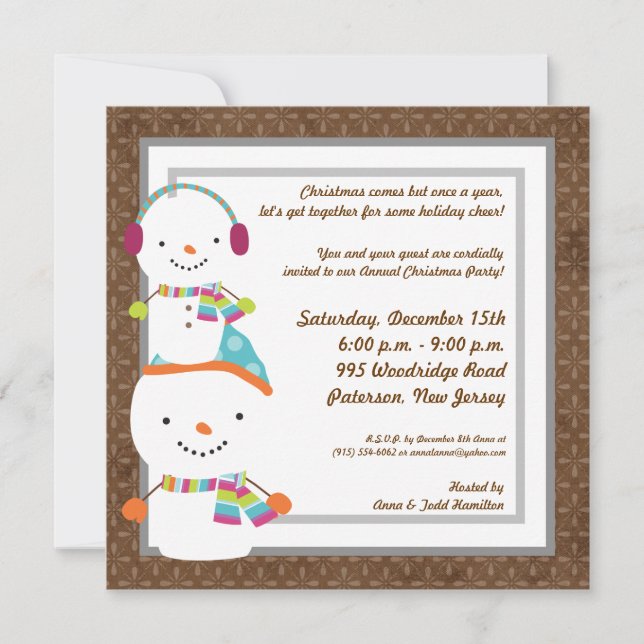 5x5 hiver Snowman hiver Neige Invitation (Devant)