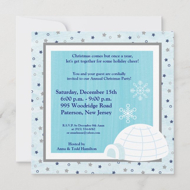 5x5 Icy Igloo Baby Blue Invitation (Devant)