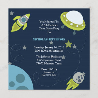 5x5 Invitation à l'anniversaire de l'espace extra-