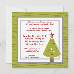 5x5 Invitation d'arbre de Noël décoré