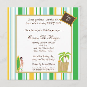 5x5 Invitation de la fête d'anniversaire de Luau