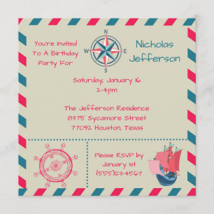 5x5 Invitation Nautique Anniversaire