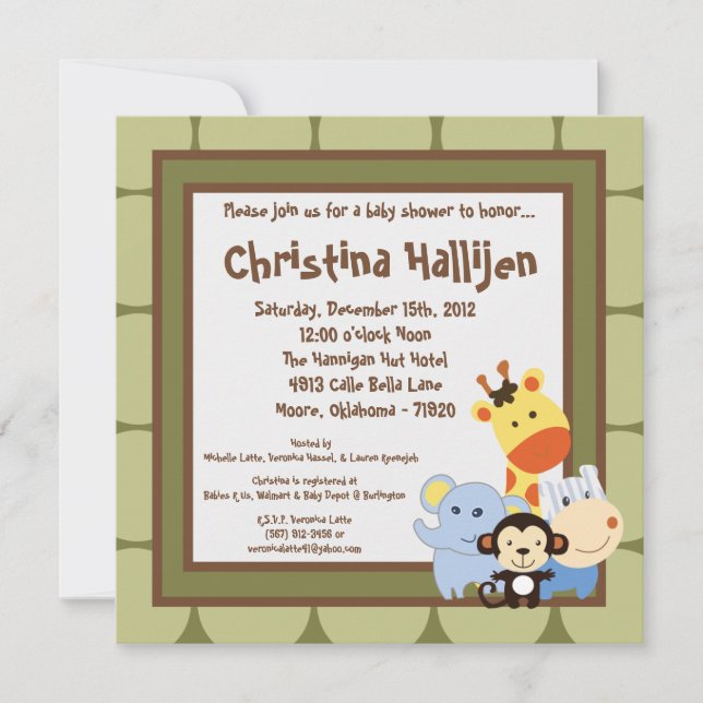 5x5 Jungle Play Invitation Baby shower (Devant)