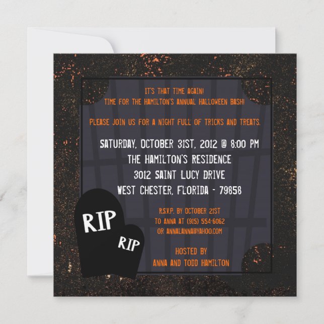 5x5 Maison hantée Invitation de fête d'Halloween (Devant)