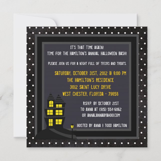 5x5 Maison hantée Invitation de fête d'Halloween (Devant)