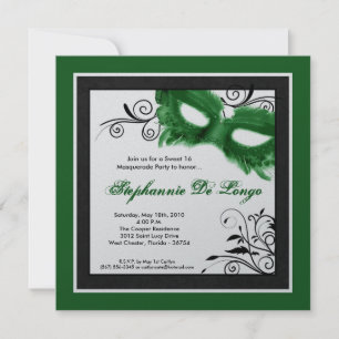 5x5 Mascarade verte Masque Masquée 16 Invitation A