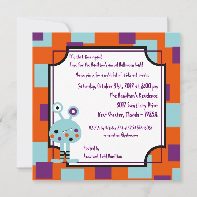 5x5 Monster Bash Invitation de la fête d'Halloween (Devant)